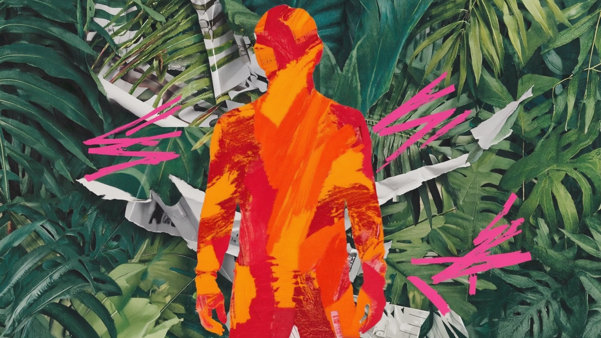 Gen4 mixed media collage featuring realistic scenery with a solid color block subject a-2, 11484075.png