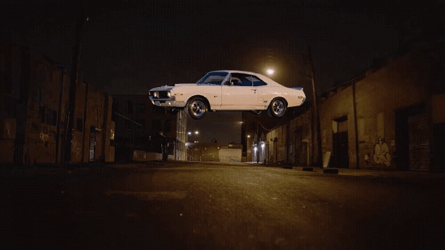 edit the video to start on the input image as the first frame. add motion so that the car floats weightlessly, as if in zero gravity, throughout the video.mp4.gif