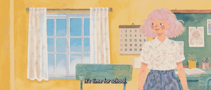 Seedance 20 - the woman realizes that she forgot there was a test that day watercolor animation st.gif