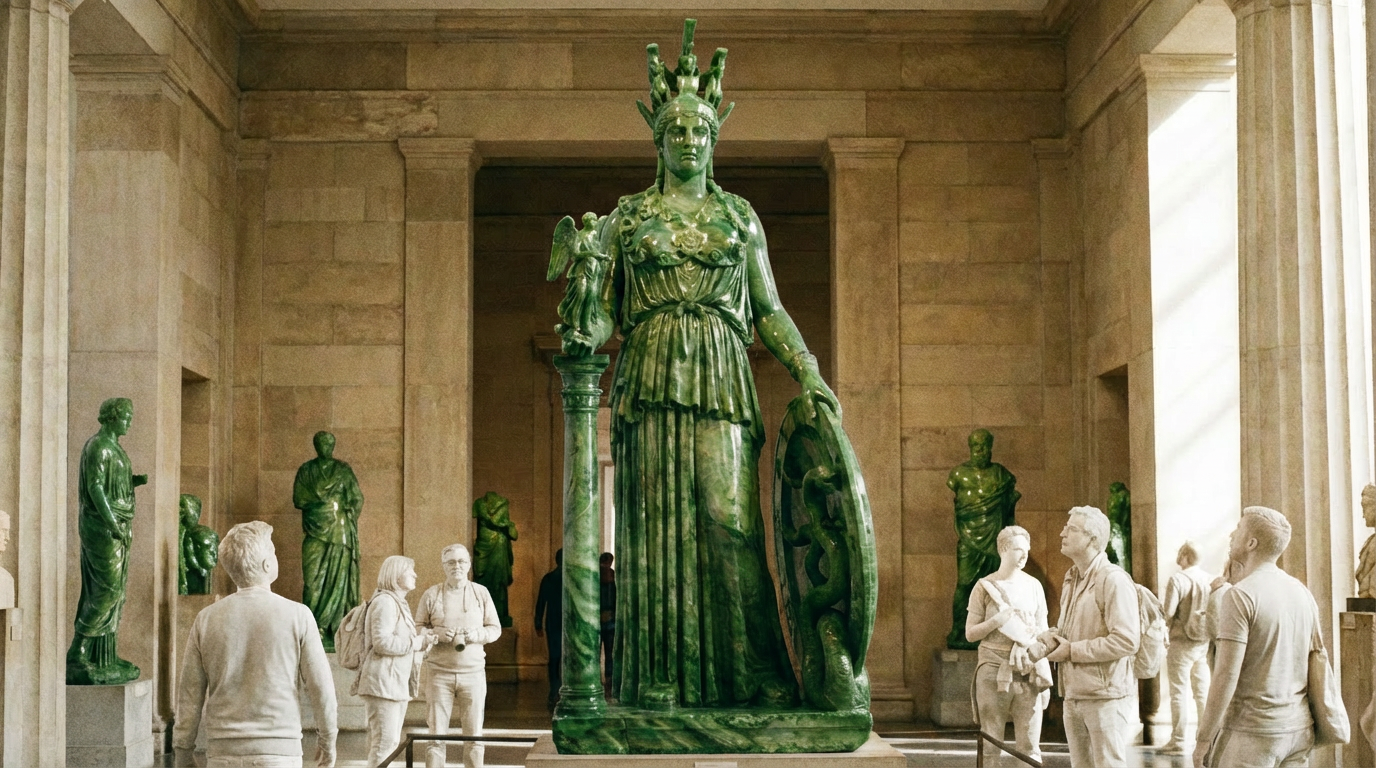 Nano Banana Pro - All the marble statues are made of jade and all the people are made of marble_4.png