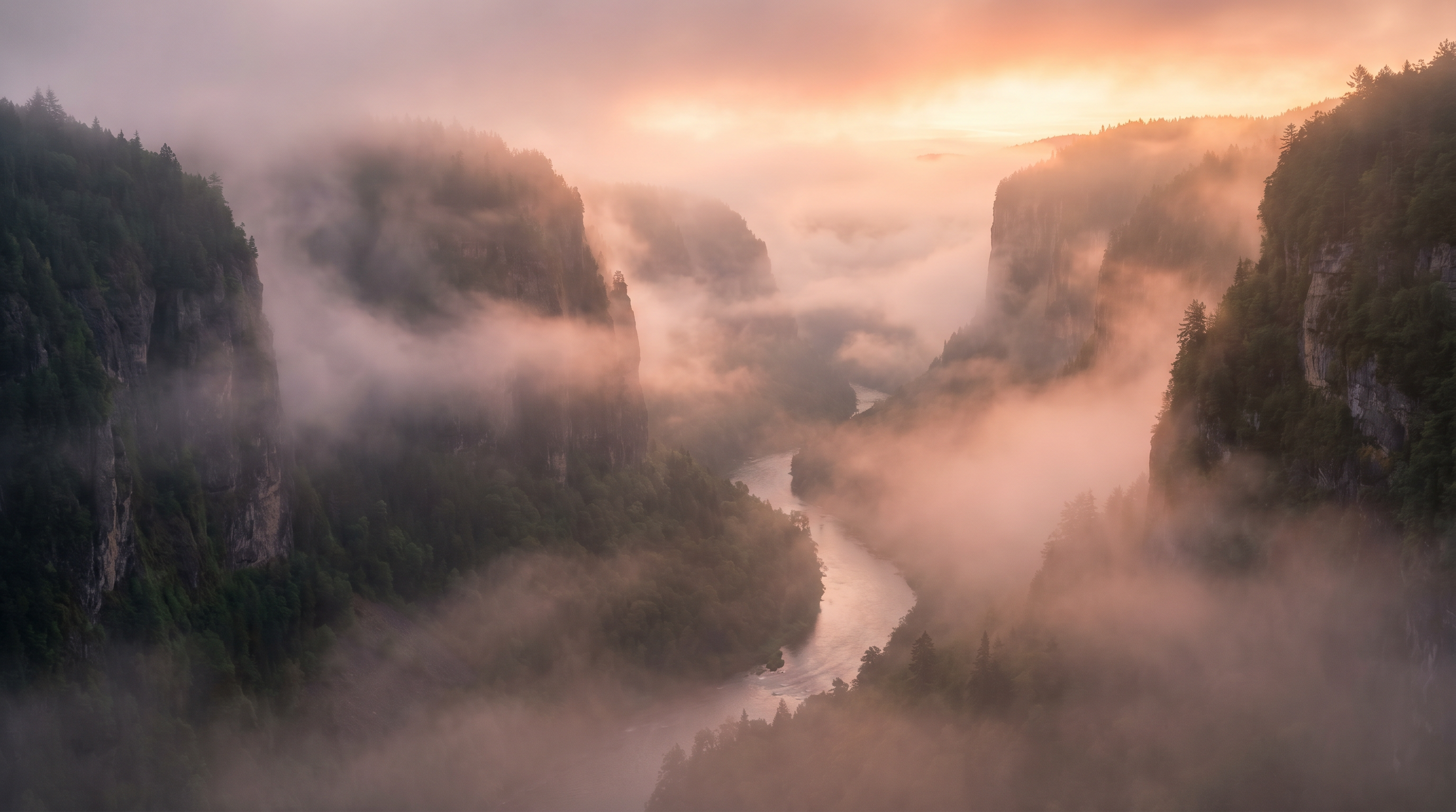 Nano Banana Pro - A foggy canyon at dawn_4.png