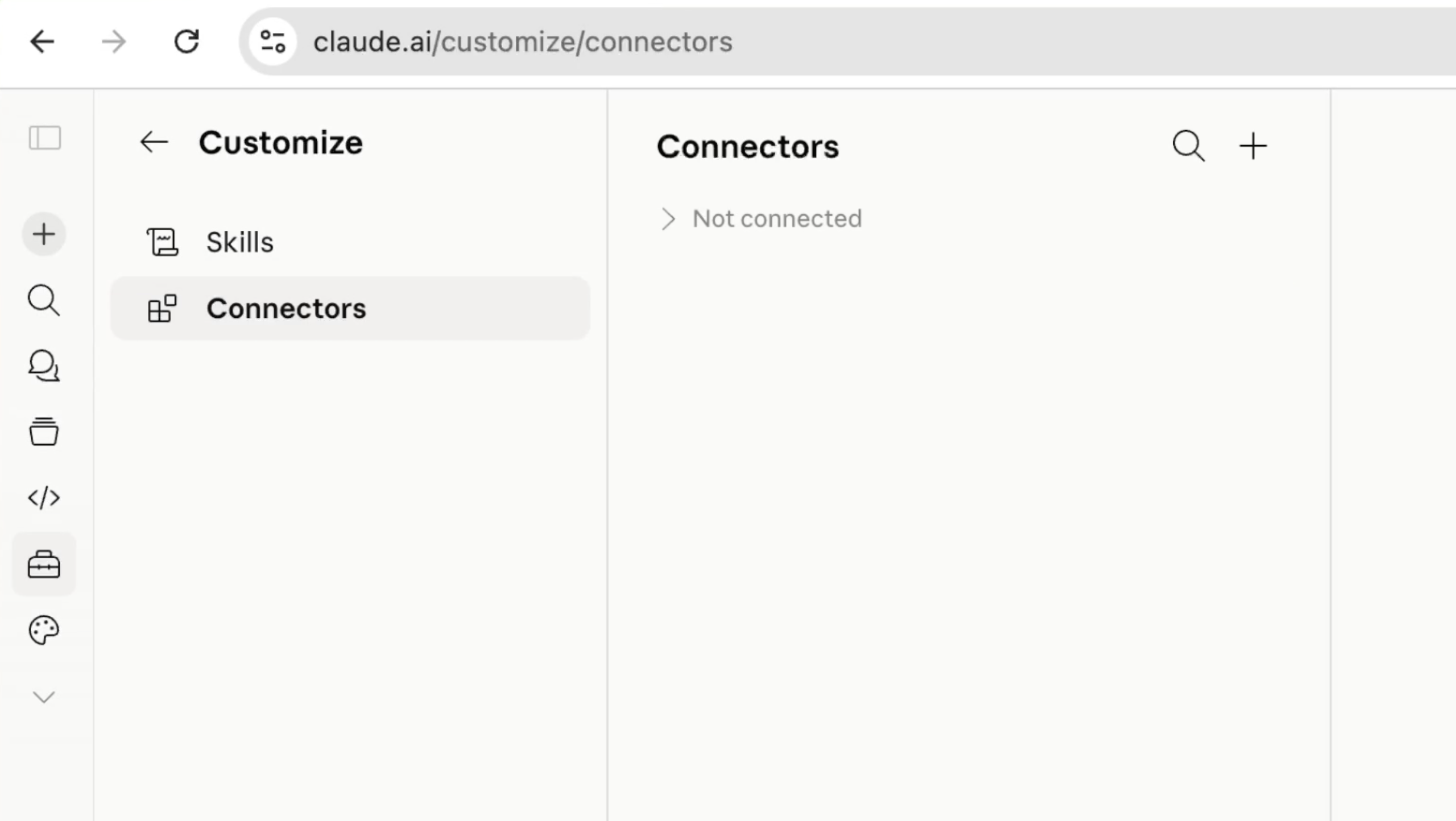 Customize sidebar with Connectors option highlighted
