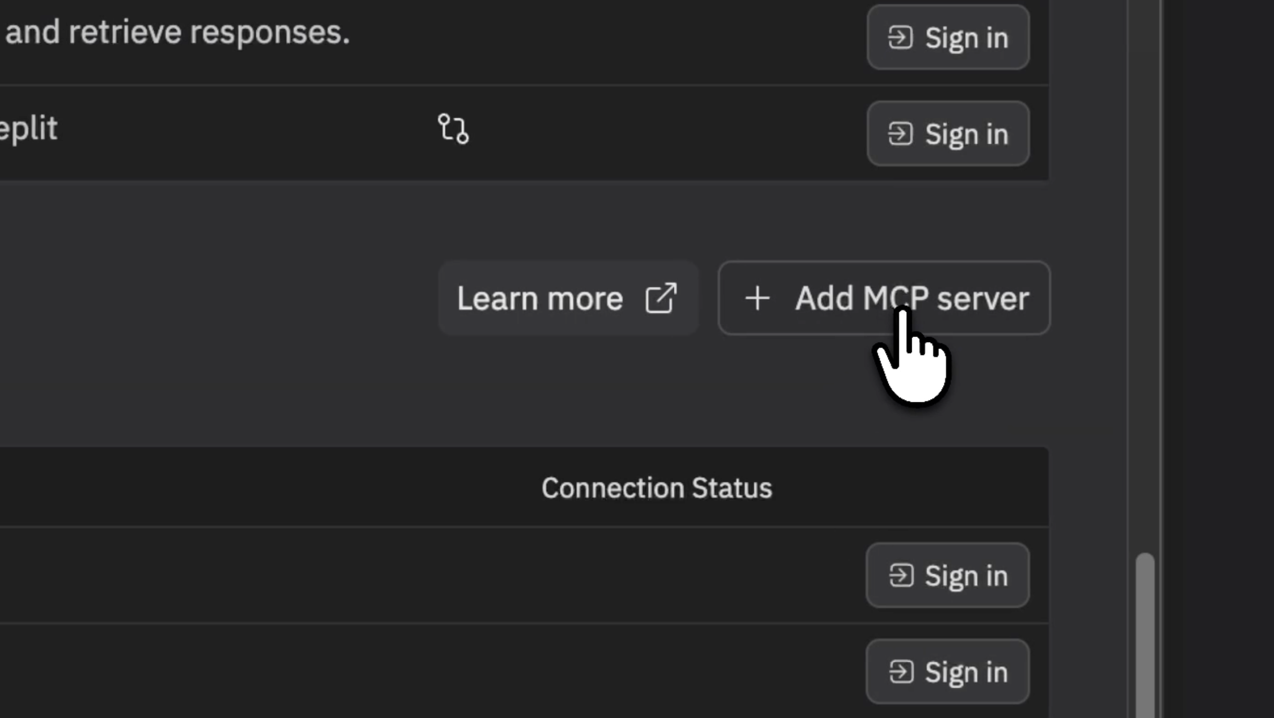 Add MCP Server option in Replit