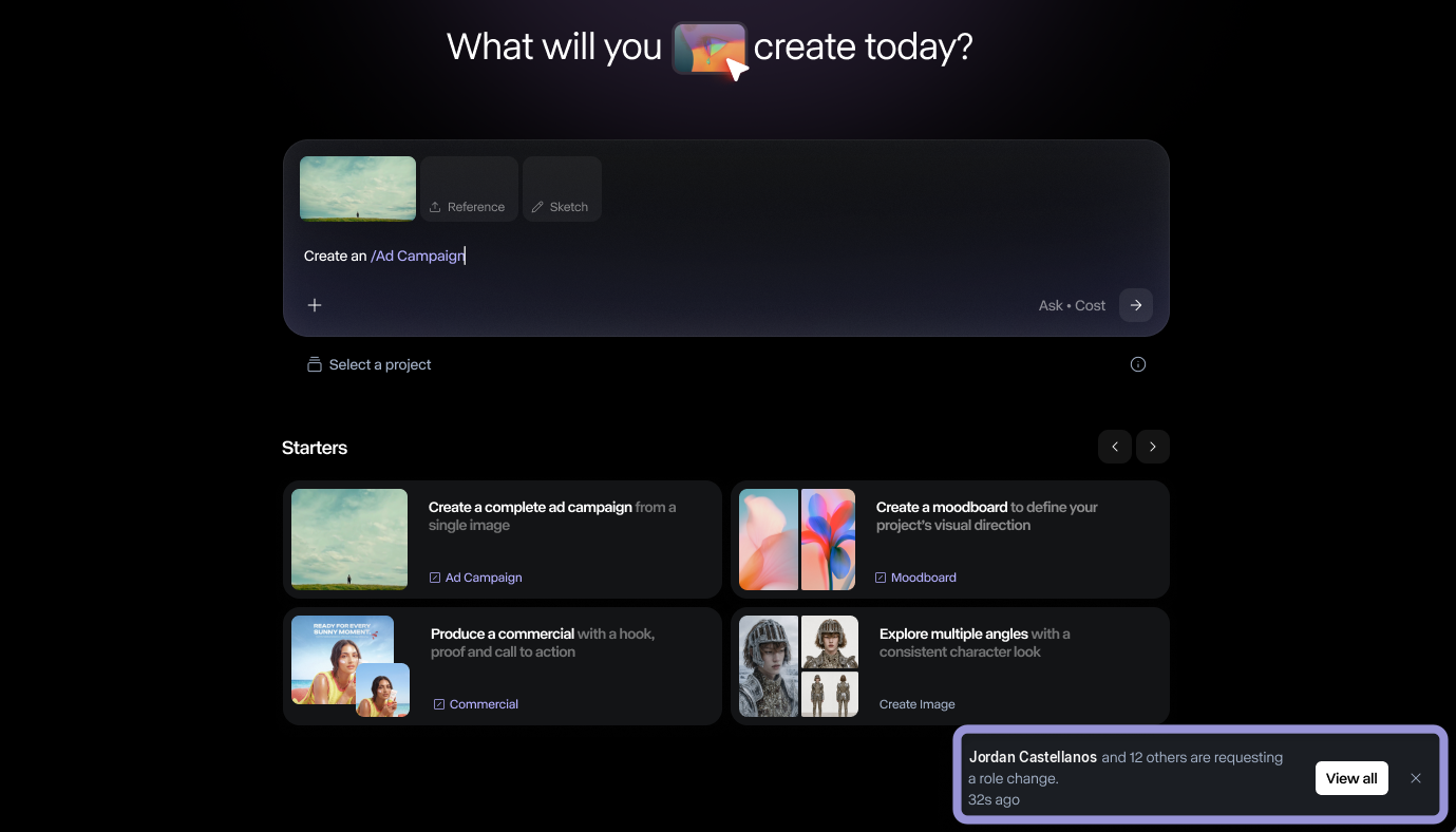 Notification showing a join request with a View all button that opens the Members tab